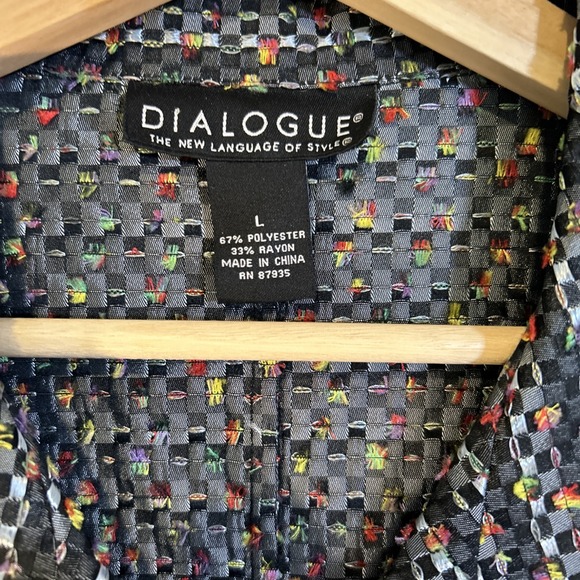 Dialogue Women Blazer Jacket L Multicolored Full Button Pockets Career Lagenlook - Picture 3 of 10